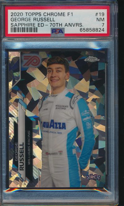 2020 Topps Chrome F1 Sapphire 70th George Russell /70 PSA 7