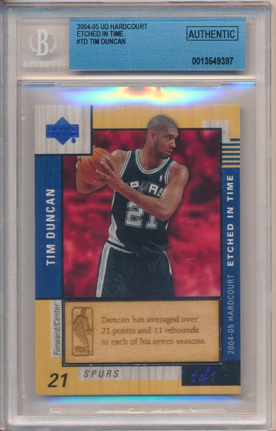 2004 UD Hardcourt Etched in Time #TD Tim Duncan 1/1 BGS Authentic