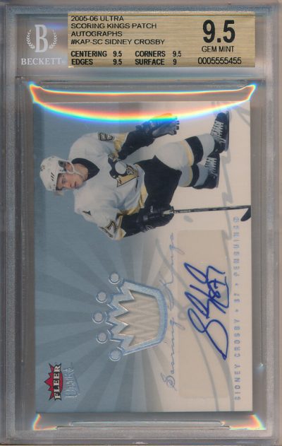 2005-06 Ultra Scoring Kings Patch Autographs Sidney Crosby RC Auto /10 BGS 9.5